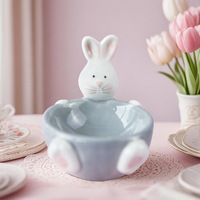 Porte-œufs en céramique en forme de lapin, cadeau créatif, support à œufs irrégulier, plat à condiments, décoration, modèle Dehua W211048