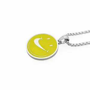 Factory direct supplier enamel jewelry heart smile face enamel pendant necklace