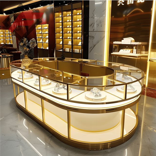Elegant LED Lighting Jewelry Cabinet Store Display Showcase and Counter for Interior Design for Jewellery Shops
