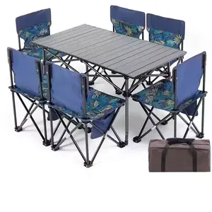 مجموعة طاولة وكرسي عصرية من سبائك الألومنيوم قابلة للطي متعددة الوظائف لتناول العشاء في الهواء الطلق والتخييم في الحديقة والمنزل الجبلي