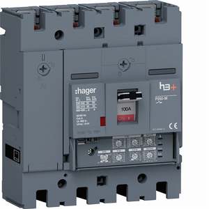 HMT101JR ปรับแต่งได้ด้วยชุดเบรกเกอร์แบบหล่อขึ้นรูป Hagers รุ่น h3+ P250 LSI 4P 50kA 100A ปรับค่าได้ พร้อมระบบ Neutral - Product Image 1