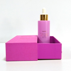 Luxury Empty Cosmetic 30ml Round Matte Frosted Nude Face Serum Glass Dropper <b>Bottle</b> with Screen Printing OEM Custom Color <b>Box</b> - Product Image 3