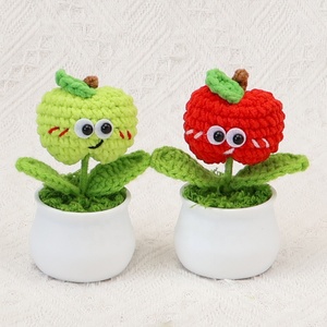 Adornos de plantas pequeñas en maceta de césped artificial transfronterizos, ramo de flores tejido a mano en maceta blanca para sala de estar y bodas - Product Image 3