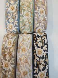 Diseños de bordado de encaje, tela de encaje de cordón multicolor pesado, telas de cordones para mujeres - Product Image 3