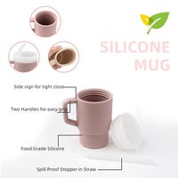 Assiette et tasse à paille en silicone sans BPA, personnalisables en usine, pour bébés et enfants, avec poignée, modèle YLA-SP de la marque YLA