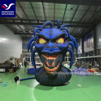 Décoration de fête de ballon démon gonflable d'Halloween avec lampe à LED et souffleur d'air pour décorations de monstres de tente de clown de boule à neige