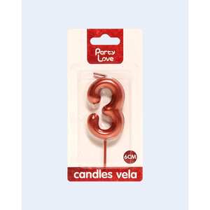 Candela Decorativa Numero 3 da 6 Cm per Torte di Compleanno - Product Image 2