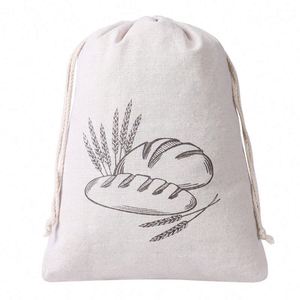 Sac à pain en coton et lin avec cordon de serrage, doublure en TPU de qualité alimentaire, recyclable, réutilisable, écologique, avec logo personnalisé - Product Image 4