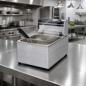 เครื่องทอดไฟฟ้าแบบมืออาชีพ 220V 2.5KW สแตนเลส พร้อมตะกร้าถอดได้ สำหรับร้านอาหารฟาสต์ฟู้ด - Product Image 1