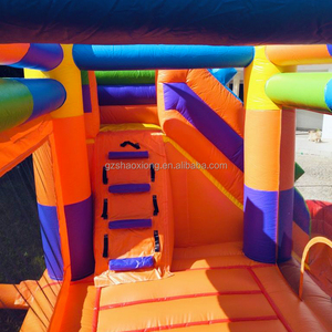 Château gonflable commercial d'extérieur pour enfants et tout-petits, avec piscine à balles intégrée et double toboggan - Product Image 5