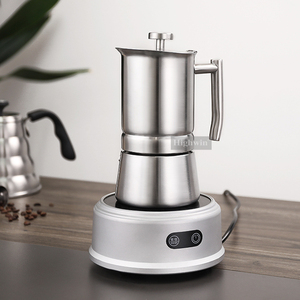 HIGHWIN Cafetière à expresso <span class=keywords><strong>6</strong></span> <span class=keywords><strong>tasses</strong></span> de cuisinière à expresso en acier inoxydable à <span class=keywords><strong>induction</strong></span> Moka Pot - Product Image 1