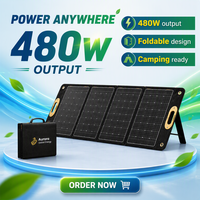 Panneau solaire pliable JiYao 480W, rendement de 25%, haute puissance, noir, 128 cellules, 182mmx91mm, utilisation RV/Marine/Extérieur
