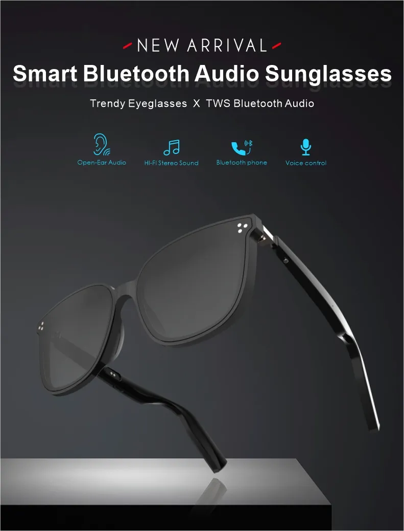 Kabelloser Lautsprecher Headset Kopfhörer Musik 5.0 intelligente Brille Audio blaue Zahn-Sonnenbrille intelligente Blaue Zahn-Sonnenbrille