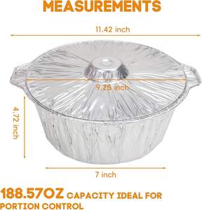 Caja de Embalaje para Llevar, Contenedores Redondos de Papel de Aluminio Grueso para Picnic al Aire Libre, Olla Desechable de Papel de Aluminio con Tapa - Product Image 2