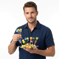 Aangepaste logo's met oceaanthema, bamboeprikkers met schattige zeedierenontwerpen voor zomerfeestjes, cocktail- en fruitdecoratie