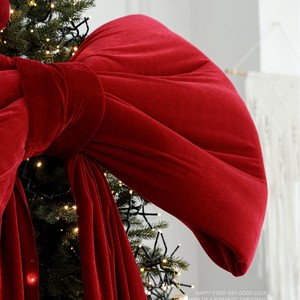 Lazo de Terciopelo Rojo Reutilizable y Duradero de Gran Tamaño para Decoración de Árbol de Navidad de LANJO Factory - Product Image 3