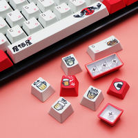 Weiße und rote benutzerdefinierte Tasten im Anime-Stil, englisch/japanisch, PBT-Wärmesublimation, mechanische Tastatur-Tastenkappen