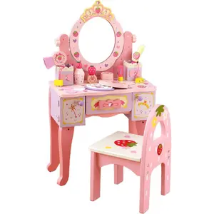 DIY Creative Toy Multi-function Mirror Dresser Toy Wooden Pink Dressing Table Toy