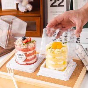 Thuận tiện vuông Bánh hộp bán buôn xách tay mini hộp nhựa bánh Takeaway container với dân gian - Product Image 4