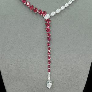 925 argent rhodié plaqué or diamant à haute teneur en carbone série serpent goutte d'eau coupe cultivé Pigeon sang rouge serpent collier - Product Image 5