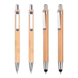 Venta al por mayor de lujo lápiz bolígrafo Venta caliente regalo promocional conjunto grabado logotipo personalizado madera Touch Pen