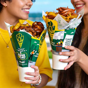 ภาชนะใส่อาหารแบบใช้แล้วทิ้งขายส่ง กล่องใส่ขนมปาปาสเคบับ ถ้วยกระดาษใส่เฟรนช์ฟรายส์ 2 in 1 ถ้วยกระดาษสำหรับไก่ทอดและเครื่องดื่ม - Product Image 3