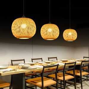 <span class=keywords><strong>Lustre</strong></span> Tissé en Bambou à Hauteur Réglable pour Restaurant Salon de Thé Hot Pot Restaurant Style Rétro Abat-Jour Tissage Créatif - Product Image 1