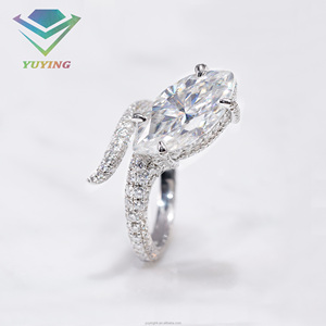 Anillo de Moissanita VVS con Corte Marquesa Personalizado, Pasa Prueba de Diamante, Chapado en Oro Blanco de 14K, Engaste de Garras, Joyería Brillante para Compromiso - Product Image 2