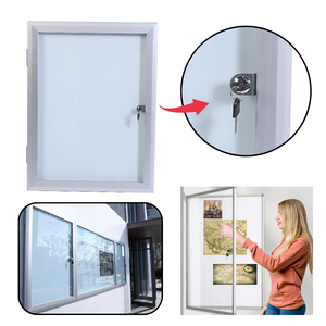 Vitrine murale verrouillable avec cadre en aluminium blanc et <span class=keywords><strong>porte</strong></span> transparente pour une présentation sécurisée des informations - Product Image 2