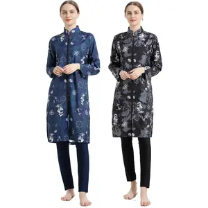 S017 Op Maat Voor Vrouwen Moslim Malaysia Bloemenprint Abaya Islamitische Badkleding Voor Dames