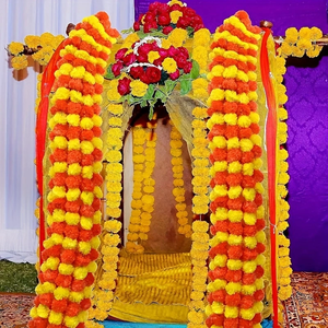 Marigold Flower Wall, Door Hanging Flower Garlands String for Wedding and <b>Home</b> Decoration Wedding Christmas Day Housewarming - Product Image 4