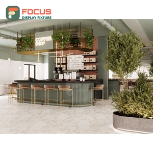 Premium Coffee Merchandise Display Rack Solid Wood Frame Cup Lid Display Zone Bean Shop Display Rack - Product Image 3