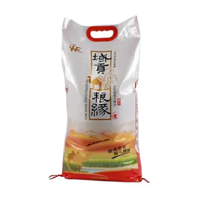 कस्टम मुद्रण के साथ BOPP बुना टुकड़े टुकड़े में चावल पैकिंग बैग संभाल