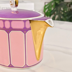 Classic Light Luxury Pink Bone China <b>Tea</b> <b>Set</b> with Eco-Friendly Cups Saucer Stocked Gift Box for Hotels and Wedding Gifts - Product Image 4