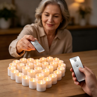 Bougie LED sans flamme, faite à la main, imperméable, pour l'extérieur, avec mèche mobile 3D, télécommande, alimentée par piles, pour Noël, Halloween