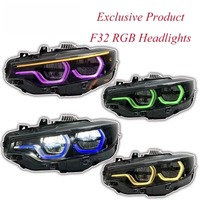 Phares HETOP F32 2012-2020 RGB Série 4, mise à niveau DRL, lentille style Ikon, phare LED pour voiture, accessoires Plug and Play pour BMW