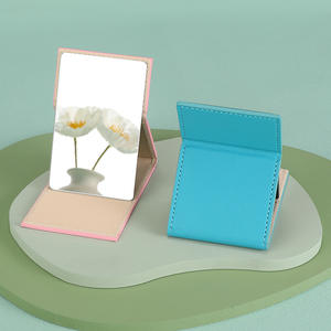 Espejo cosmético grande de <span class=keywords><strong>cuero</strong></span> <span class=keywords><strong>PU</strong></span> de fábrica original, soporte de escritorio personalizado, espejo de maquillaje, espejo compacto decorativo - Product Image 6