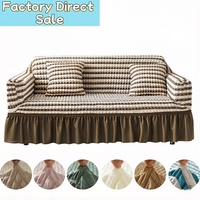 Housse de canapé jacquard extensible et protectrice pour salon, grandes tailles, nouvelle collection, pour canapés modernes et fauteuils, modèle 3 3 1 1 Solid Skirt