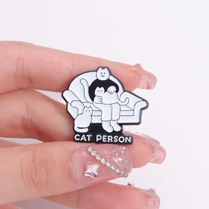 Lucu kucing kartun Enamel pin hitam kucing payung anak kucing bros komputer kerah lencana ransel hadiah perhiasan grosir - Product Image 4