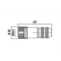 Connecteur M12 blindé 5 broches, boîtier métallique, 5 pôles, femelle, assemblé, 4A 250V, 22 AWG, 0,34 mm, connecteur de capteur