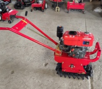 Mini cultivador agrícola con motor diésel de 9HP, modelo Small180E, con orugas de cadena única y rieles, tractor de arrastre para labranza de tierras.