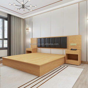 3 Star Hotel Wooden <b>Bed</b> <b>Frame</b> Customized Twin <b>Queen</b> <b>Size</b> Simple Wood Platform <b>Bed</b> for Hotel Guest Room Furniture - Product Image 4