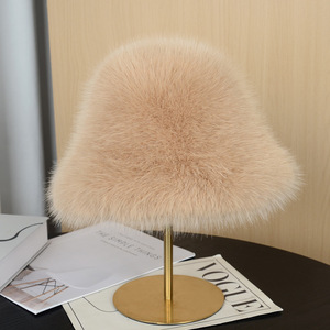 <span class=keywords><strong>Chapeau</strong></span> Bob en Fausse Fourrure Monochrome pour Femme, Automne Hiver, en Peluche, Haut de Gamme, Amincissant le Visage, Chaud, Coupe-Vent, avec Protection des Oreilles - Product Image 2