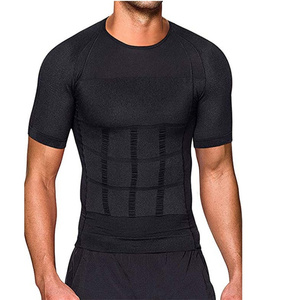 Cao cấp thoải mái của nam giới Ngắn Tay Áo Giảm Béo ngực nén bụng kiểm soát da-fit Shapewear Tank Top cho nam giới - Product Image 1