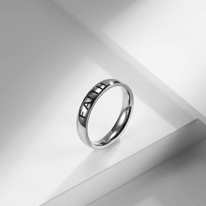 Minimalist Engraved Titanium Steel <b>Ring</b> With Hope Letter Design Unisex Gift Jewelry - Product Image 4