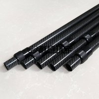Juli Pôle télescopique en feutre de carbone anti-rotation personnalisable - 3 pieds/2 m Longueur réglable avec filetage ACME (trou central 0,5 pouce)