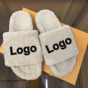 Pantuflas de Plataforma con Forro de Piel de Oveja Real, para Mujer, con Logotipo Personalizado, para Invierno y Otoño, Interior y Exterior, con Soporte de Arco Antideslizante - Product Image 1
