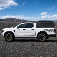 Couverture de benne en alliage d'aluminium sur mesure pour Ford Ranger/Everest - Fenêtre coulissante unilatérale avec aileron arrière sans panneau décoratif/verre, sans perçage
