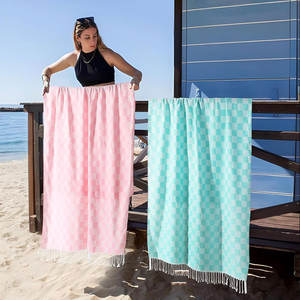 Asciugamano da spiaggia turco su misura all'ingrosso della spiaggia turca di dimensioni con le nappe ad asciugatura rapida telo da spiaggia <span class=keywords><strong>Fouta</strong></span> a strisce - Product Image 2