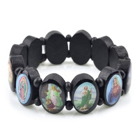 Bracelets élastique faits à la main, cordons religieux musulmans, en bois, de jésus, vierge marie, haute qualité